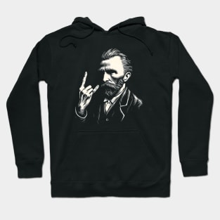 Van Gogh Rocks Out in Black and White Hoodie